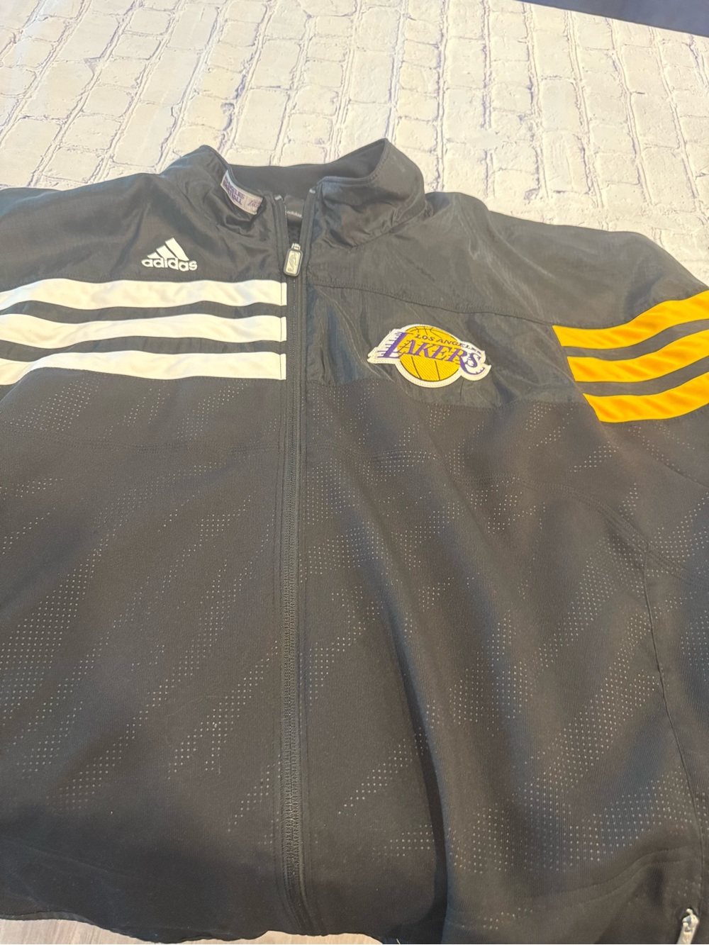Adidas Los Angeles Lakers Full Zip Track Jacket Black Three Stripe Men’s | XXL - Picture 3 of 14